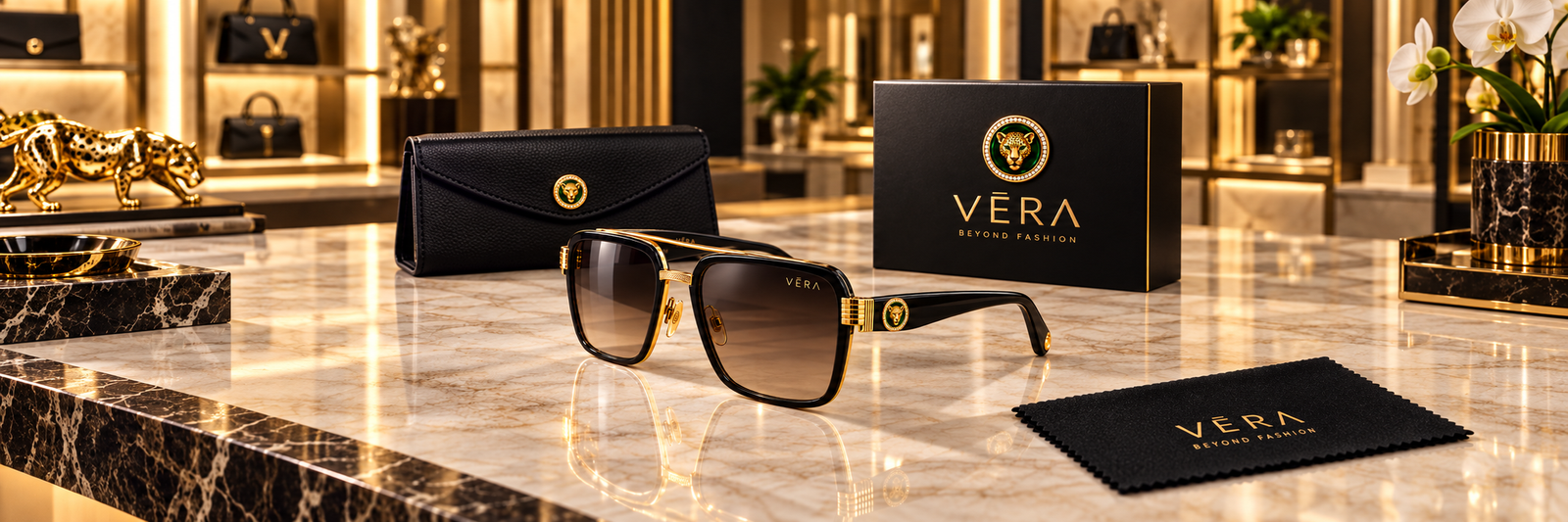 VERA Jaguar eyewear with gold-toned detailing